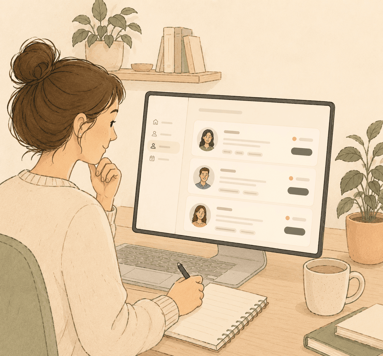 Agency coordinator reviewing profiles